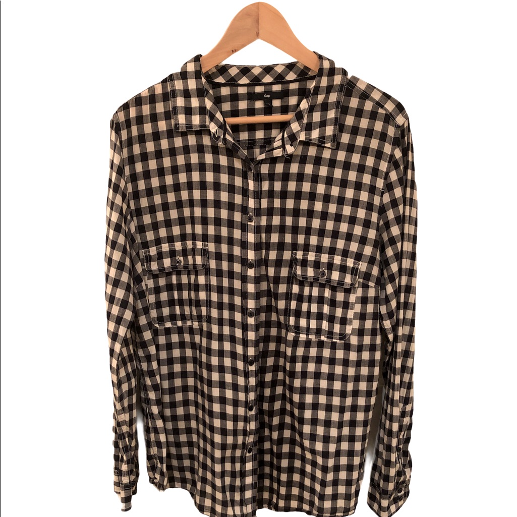 Navy & White Gingham Button-Down